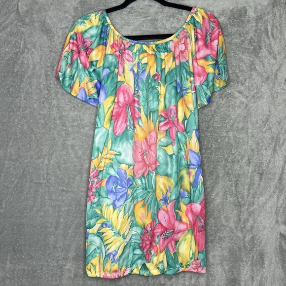 Improved Living 3X Shirt Top Green Floral Flower Short Sleeve Scoop Neck Womens - Picture 4 of 6